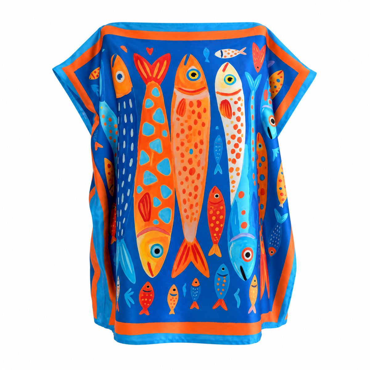 Houita, relaxed-fit summer top with a fish print